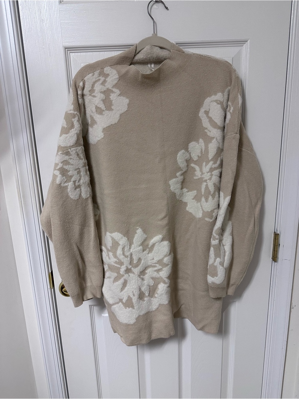 Anthropologie Beige and Cream Floral Crewneck Sweater - Picture 1 of 3